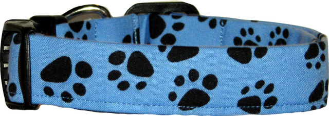 Periwinkle Paw Prints Handmade Dog Collar